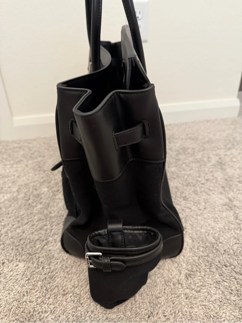 INSPIRED … Black Canvas & Leather Top-Handle Tote